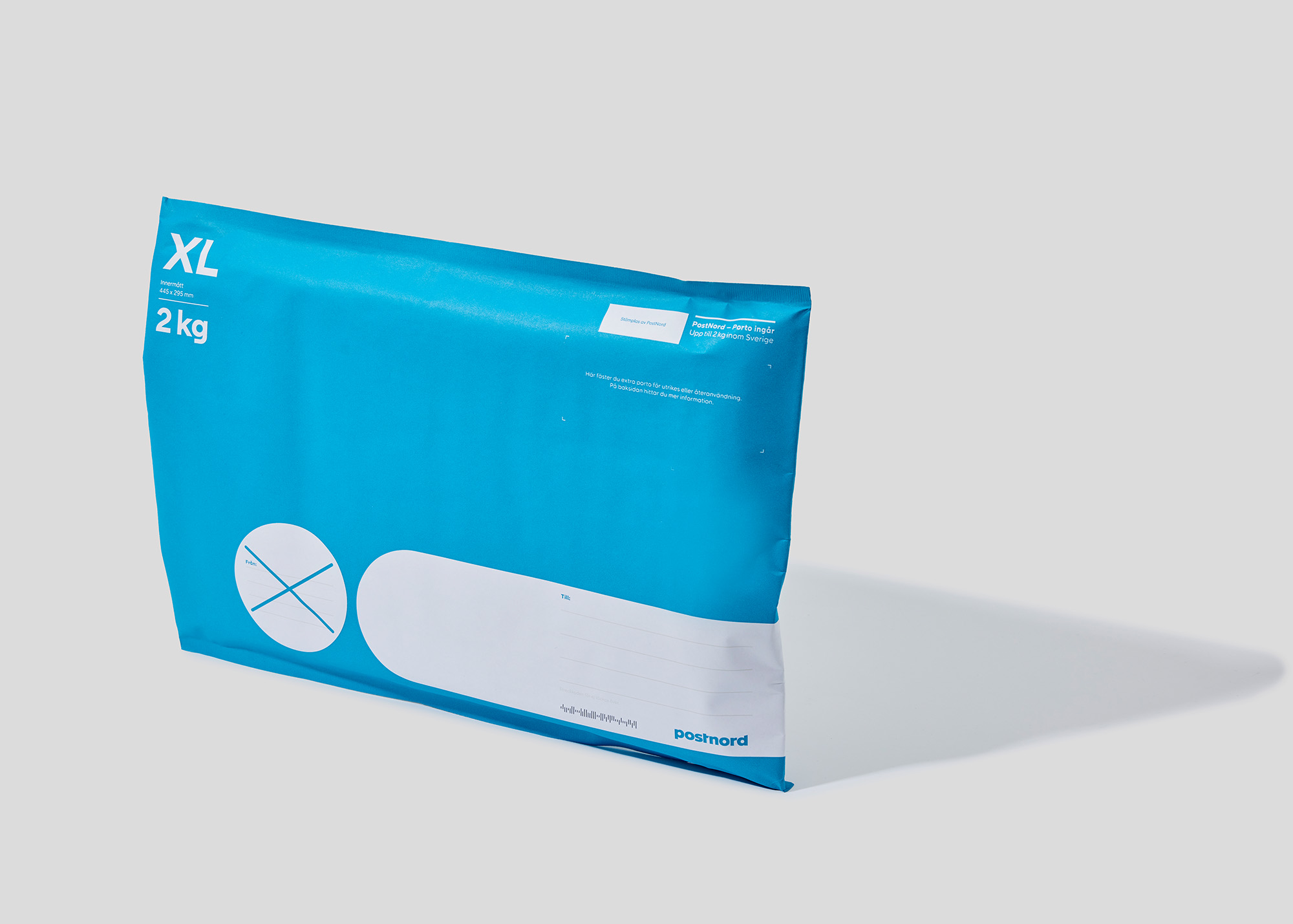 Stående blå påse framsida